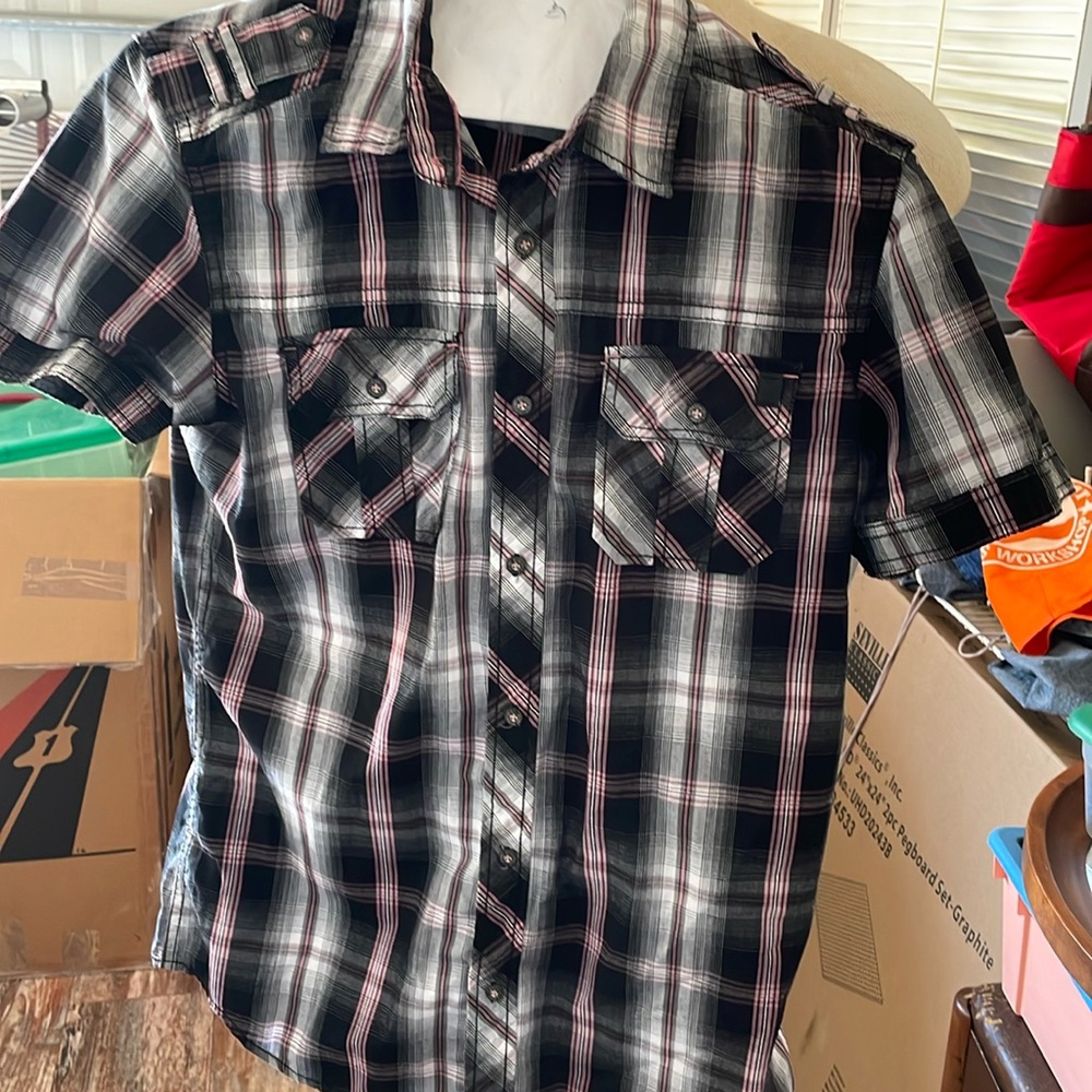 i jeans by Buffalo size small button down short sleeve checkered shirt unisex